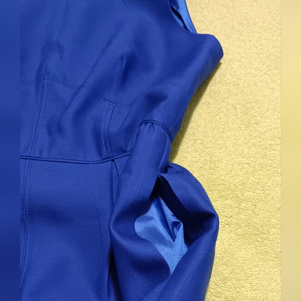 J. Crew Women Royal Blue Dress Sleeveless Wool-Silk Blend Sz6 Pockets - Picture 4 of 13